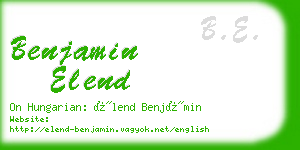 benjamin elend business card